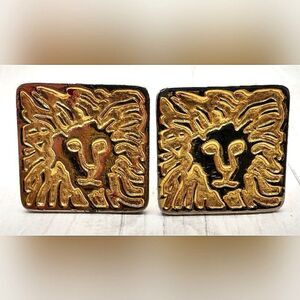 Anne Klein Gold Lion Clip on Earrings Vintage Women's Accessories